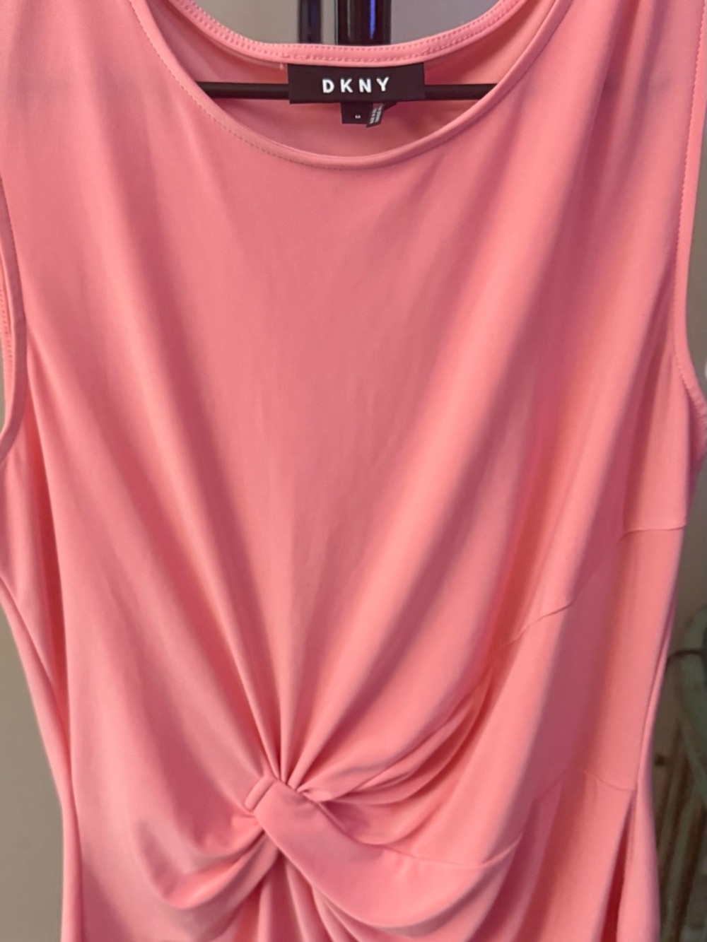 DKNY Coral Pink Knot-Front Sleeveless Tank